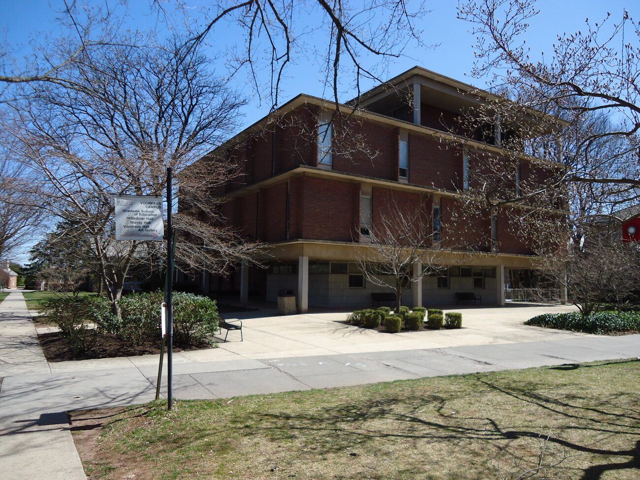 Historic academic hall in spring
